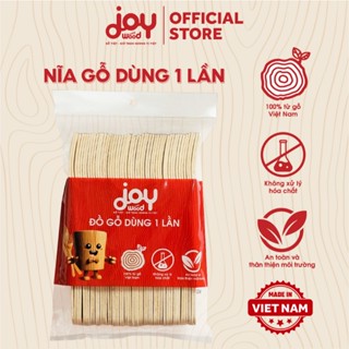 Set 50 nĩa gỗ JOY WOOD cao cấp 16cm dùng 1 lần ăn bánh, salad, trái cây đạt chuẩn xuất khẩu NG001