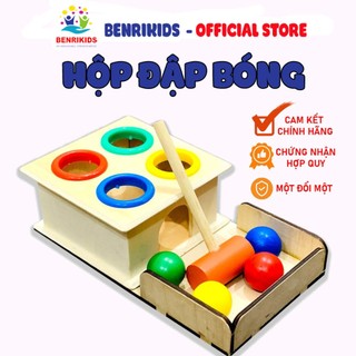Đồ chơi gỗ thông minh benrikids hộp đập bóng gỗ trơn 4 bóng vui nhộn cho bé