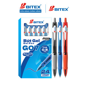  Hộp 24 Bút gel mực xanh đen đỏ Bitex G07 tip ngòi 0.5mm 