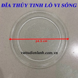 Đĩa lò vi sóng không mấu 24.5 cm, dĩa thuỷ tinh