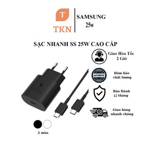 Bộ sạc nhanh ss 25w type c to type c,cho note 10,note 20, a70, a71, a80, a90, s20, s20+ s20, s10, s9, s8- tkn