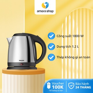 Ấm đun siêu tốc philips hd9303 /03, dung tích 1.2l, chất liệu thép không gỉ, an toàn, bảo hành chính hãng 24 tháng