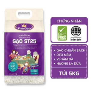 Gạo ST25 Túi 5kg, 10kg – Chính Hãng Vua Gạo – Gạo Thơm Ngon, Dẻo Nhiều, Vị Đậm Đà