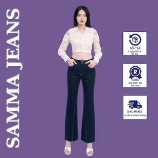 Quần jean nữ ống loe cạp cao P04 quần bò nữ cạp cao phong cách hàn quốc chất co giãn, chính hãng thương hiệu Samma