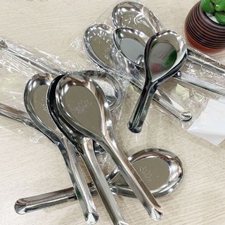 Combo 10 thìa ăn phở, ăn súp, thìa ăn cơm inox tiện dụng , thìa phở hoa sen loại đẹp dày dặn