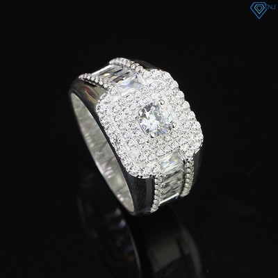 Nhẫn nam bạc thật bản vuông mặt nhẫn đính full đá sang trọng NNA0598 - Trang Sức TNJ