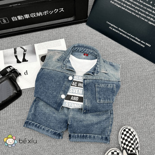  SET bộ jean bé trai vải bò mềm phong cách Hàn Quốc KHÔNG KÈM ÁO PHÔNG gồm áo và quần jean từ 8-26Kg B27