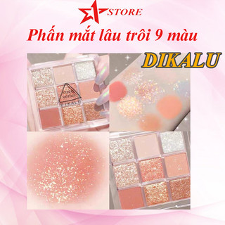 Bảng phấn mắt nhũ 9 ô dikalu tông màu nâu cam vàng siêu hot