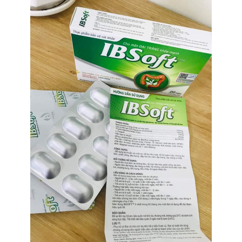Viên đại tràng IBSoft hộp 20 viên hỗ trợ giảm hội chứng ruột kích thích, viêm đại tràng, đại tràng co thắt - NT Bình An