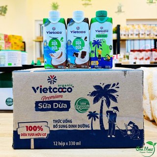 [ 1 thùng ] Sữa dừa, Nước dừa hữu cơ Vietcoco (12 hộp)
