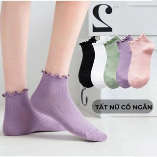 Tất nữ cổ ngắn GOMTAT mẫu tai bèo, chất liệu cotton kháng khuẩn, thấm hút mồ hôi  -NGANCOBEO-FIVE-2004-1DOI
