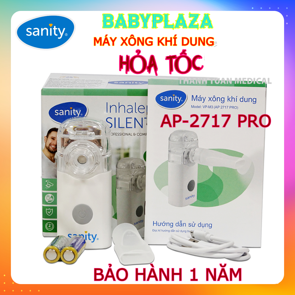 [Hỏa Tốc] Máy xông mũi họng cho bé Sanity AP-2717 PRO, Máy xông khí dung cầm tay dùng pin cao cấp từ Đức, chính hãng
