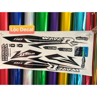 Tem wave 110cc mẫu đen trắng
