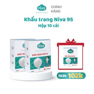  Khẩu Trang Niva 95 Hộp 10 Chiếc Ngăn Giọt Bắn, Lọc Vi Khuẩn, Không Gây Kích Ứng Da, Chính Hãng Cao Cấp
