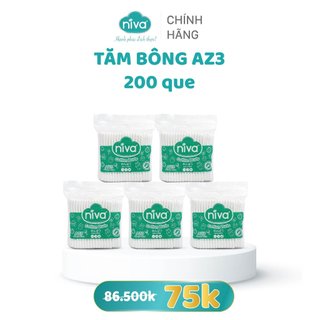 [Combo 5] Tăm Bông Niva Túi 200 Que Thân Nhựa Dành Cho Người Lớn AZ3 Đa Năng Chuyên Dùng Ngoáy Tai, Vệ Sinh, Trang Điểm