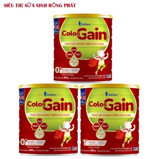 Combo 3 lon sữa bột colos gain 0+; 1+ 800g - date 2026