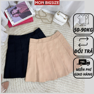 Chân váy bigsize nữ đi chơi sang chảnh kiểu xếp ly lớn vải cotton  MON big size 50 - 90kg