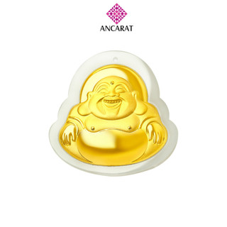 Mặt dây ngọc phỉ thúy dát vàng di lặc ancarat size mini