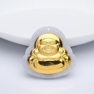 Mặt Dây Ngọc Phỉ Thúy Dát Vàng Di Lặc Ancarat Size Mini