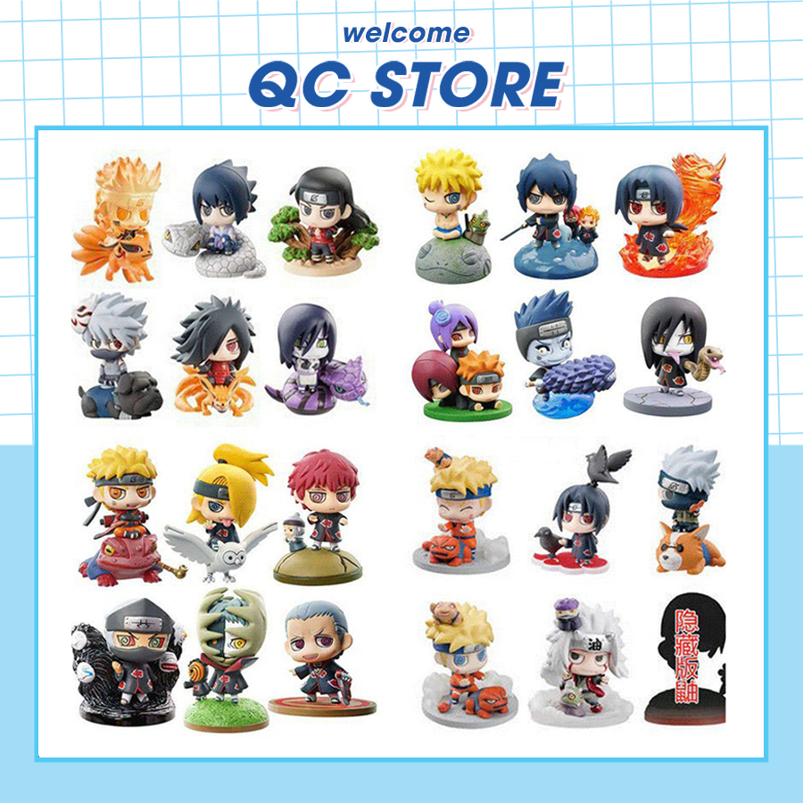 Mô hình Naruto Sasuke chibi đồ chơi cưỡi vĩ thú figure decor bàn học quà tặng bé trai bé gái QC Stor