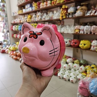 Heo đất tiết kiệm heo kitty size nhỏ chứa được 200 tờ tiền