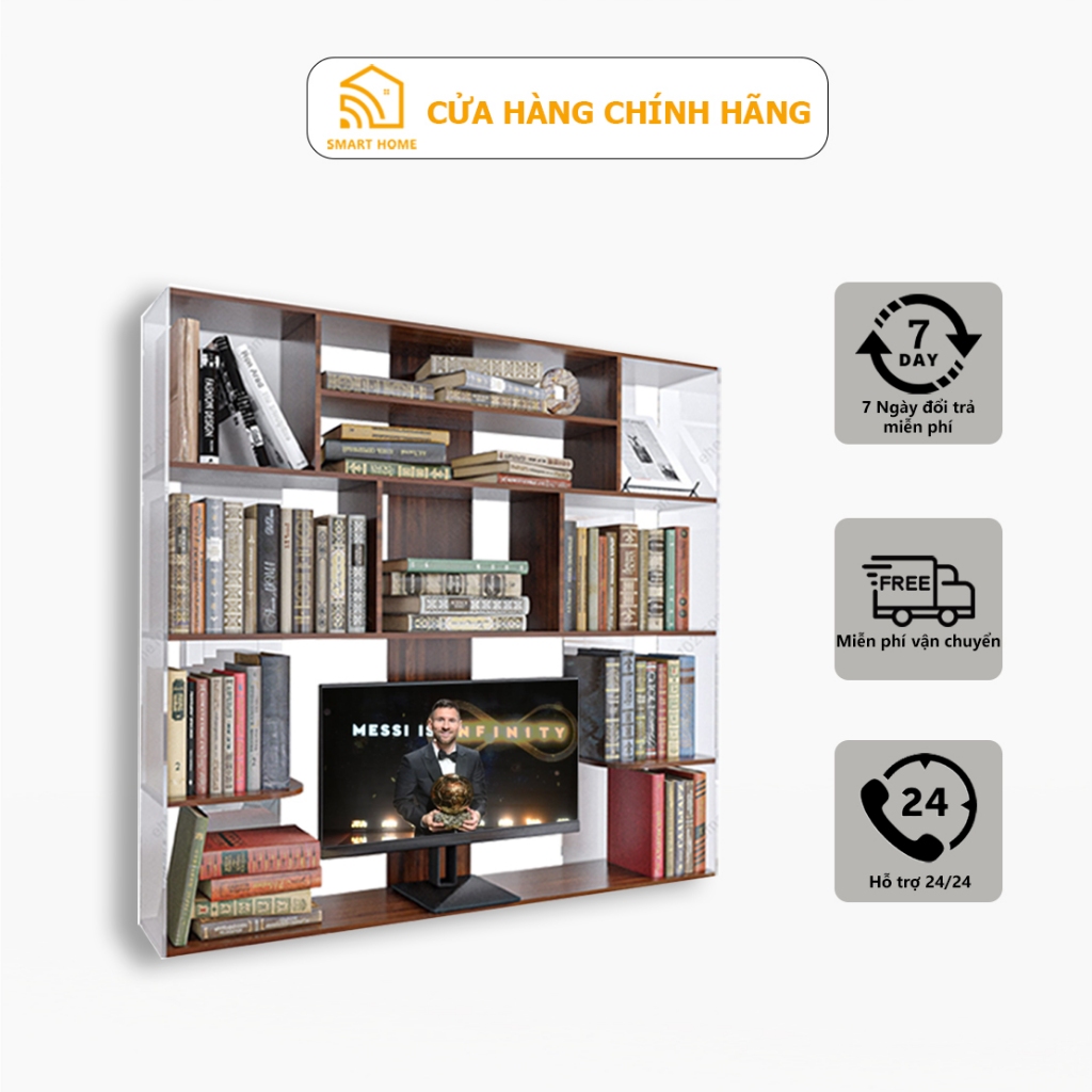 Kệ Sách Để Bàn EHOME Gỗ MDF Kết Hợp Mica Trong Suốt Nhỏ Gọn 4 Size S M L XL
