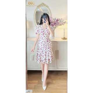 V4811 Váy đầm hoa body cổ V đuôi cá tiểu thư sang trọng mặc đi làm đi chơi đi tiệc thiết kế cao cấp- CHÍNH HÃNG DVC