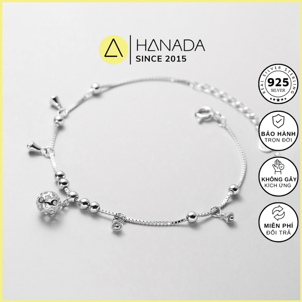 Lắc Chân Bạc 925 (Bảo Hành Trọn Đời) Dây Nhuyễn Bi Phối Chuông Nhẹ Nhàng 1385 N18
