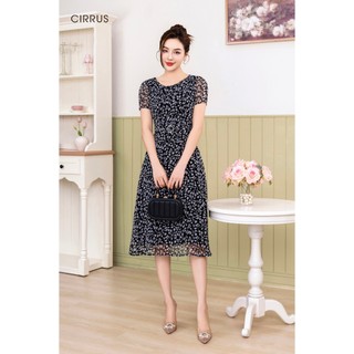 Đầm xoè cirrus chất liệu tơ hoa 240570