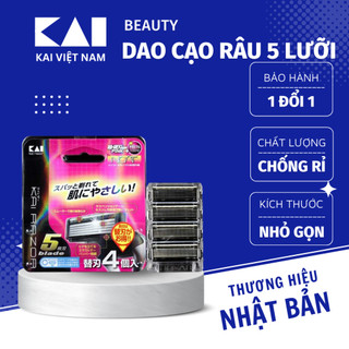 Hộp 4 lưỡi dao cạo râu thay thế KAI (dao 5 lưỡi kép)  BSE-4KR5 (01714) - 4901331017148