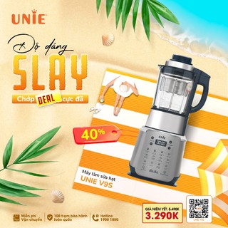 Máy làm sữa hạt Unie V9S công suất 1800W, dung tích 1.75L, tự làm sạch cối thủy tinh, bảo hành 24 tháng