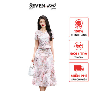 Chân váy dáng a xoè hoạ tiết thời trang nữ seven.am cv0022i