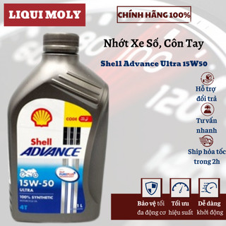Nhớt tổng hợp cao cấp Shell Advance Ultra 15W50 dành cho moto, xe côn tay sản xuất tại Thái Lan