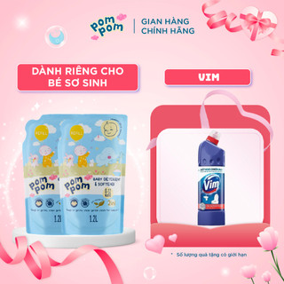  Nước Giặt Xả Cho Bé Sơ Sinh 0-12 Tháng PomPom Newborn Sạch Sâu Nôn Trớ, Hương Phấn Dịu Nhẹ An Toàn
