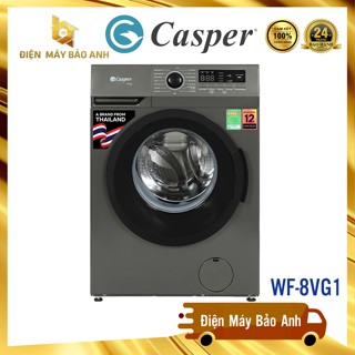 Máy giặt Casper WF-8VG1 8kg cửa trước, màu đen – Model 2023, bảo hành chính hãng 24 tháng