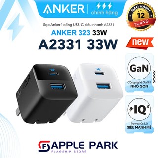 Củ Sạc Anker GaN II A2331 2 Cổng 33W / A2640 30W,hỗ trợ IQ3.0/PD3.0/QC3.0/PPS 14 Pro Max (Chân Gập) Laptop -Bảo Hành 12T