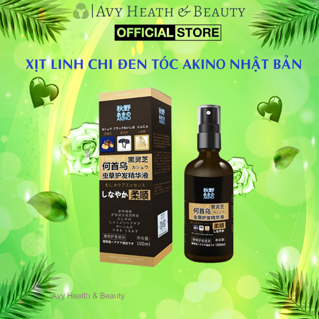 Tinh Chất Linh Chi Xịt Đen Tóc Akino - Xịt Đen Tóc Akino Giúp Phủ Bạc, Nuôi Tóc Đen, Dày, Bóng Mượt 