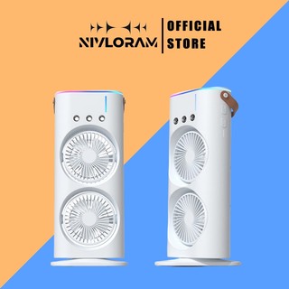 Quạt lắc đầu để bàn mini đa chức năng hai đầu cho điều hòa gia đình, bình xịt tạo độ ẩm 3 lỗ,Với đèn LED