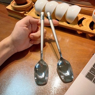 Thìa Inox cán dẹt dài đầu vuông 19.5cm