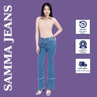  Quần jean nữ ống loe gấu to cạp tua rua cao cấp P05 quần bò nữ cạp cao phong cách hàn quốc chất co giãn chính hãn 