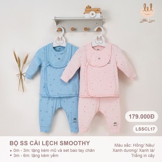 Bộ sơ sinh Little Love LIL vải hè smoothy mỏng (lil) cài chéo cài giữa LSSCL17