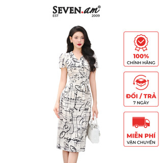 Đầm ôm ngắn tay hoạ tiết thời trang công sở nữ Seven.AM OD0120I
