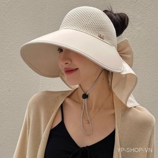 Mũ chống nắng mùa hè ngoài trời chống tia cực tím rỗng Mũ mở rộng vành lớn có khăn choàng chống tia cực tím Mũ che nắng