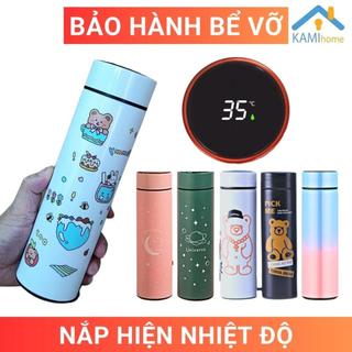 Bình giữ nhiệt nước nóng lạnh hiển thị nhiệt độ có màng lọc pha trà inox 3 lớp cao cấp cỡ 450ml mã 22014
