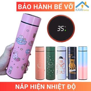 Bình nước giữ nhiệt hiển thị nhiệt độ Nắp màng lọc pha trà hoa inox thép không gỉ mã 22014