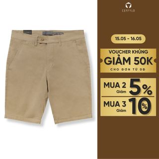 Quần short nam CEFFYLO màu camel chất khaki thoáng mát có độ bền cao co giãn thoải mái trẻ trung thời trang nam