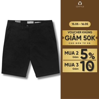Quần short nam CEFFYLO màu đen chất khaki thoáng mát có độ bền cao co giãn thoải mái trẻ trung thời trang nam