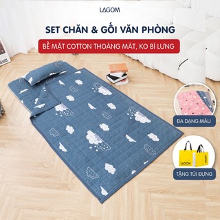 [Tặng Túi] Set Chăn Gối Văn Phòng Cotton Đũi Mềm Mịn & Thoáng Mát [Ảnh & Video]