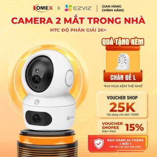 Camera Ezviz 2 mắt trong nhà H7C độ phân giải 8MP 2 ống kính 2 tầm nhìn, quay 360 độ đàm thoại 2 chiều, nút gọi điện mới