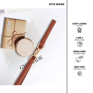 Dây thắt lưng Belt khóa vàng GYOMADE® màu nâu da PU có thể điều chỉnh phong cách Hàn Quốc.